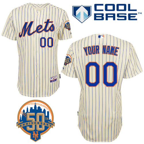 New York Mets Authentic 2012 Personalized Home Cool Base Jersey Mets 50th Anniversary Patch