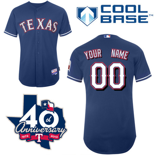 Texas Rangers Authentic Personalized Alternate 2 Cool Base Jersey 40th Anniversary Patch