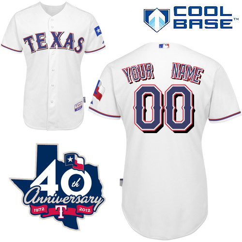 Texas Rangers Authentic Personalized Home Cool Base Jersey 40th Anniversary Patch