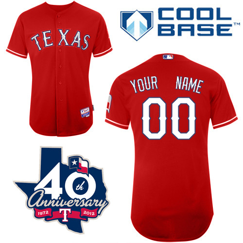 Texas Rangers Authentic Personalized Alternate 1 Cool Base Jersey  40th Anniversary Patch