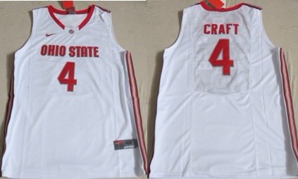Mens Ohio State Buckeyes #4 Aaron Craft Nike White Red Neck Basketball Jersey
