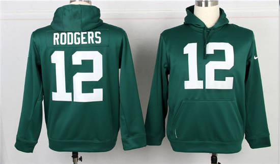 Green Bay Packers #12 Aaron Rodgers Nike hoody Green