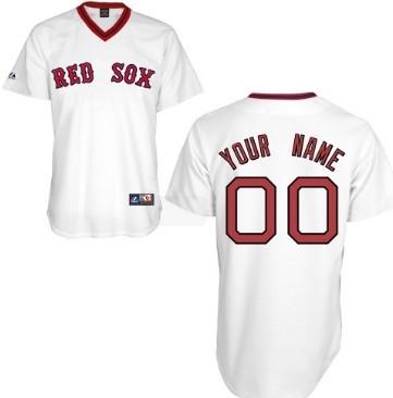 Mens Boston Red Sox Customized White Throwback Jersey