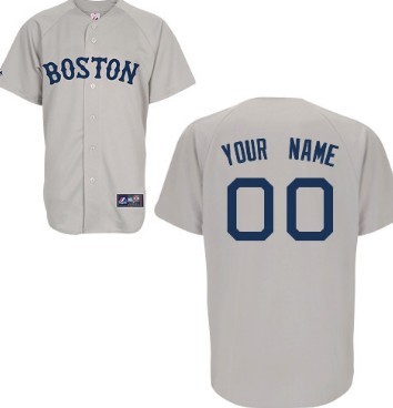 Mens Boston Red Sox Customized Gray Throwback Jersey