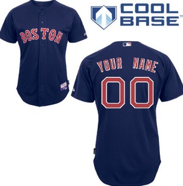 Mens Boston Red Sox Customized Navy Blue Jersey