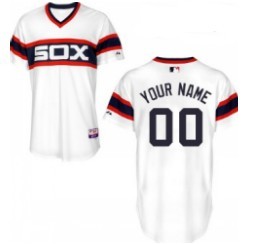 Mens Chicago White Sox Customized White Throwback Jersey