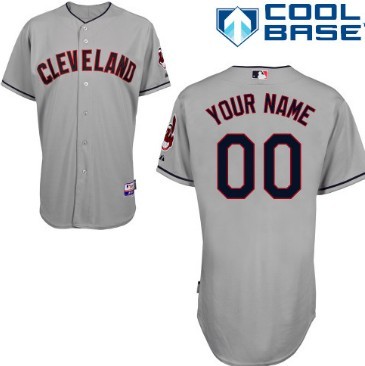 Mens Cleveland Indians Customized Gray Jersey