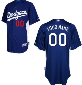 Men's Custom Los Angeles Dodgers Majestic Royal On-Field BP Cool Base Performance personal Jersey
