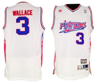 Men's Detroit Pistons #3 Ben Wallace White Throwback Swingman Jersey