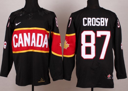 Men's Canada 2014 Olympics Hockey Jersey #87 Sidney Crosby Black