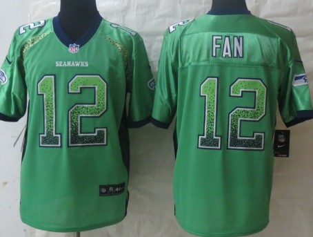 Men's Seattle Seahawks #12 Fan 2013 Nik Drift Fashion Green Elite Jersey