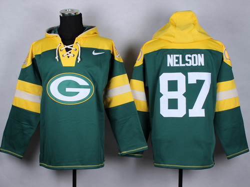 Nike Green Bay Packers #87 Jordy Nelson Green With Team Logo Hoodie