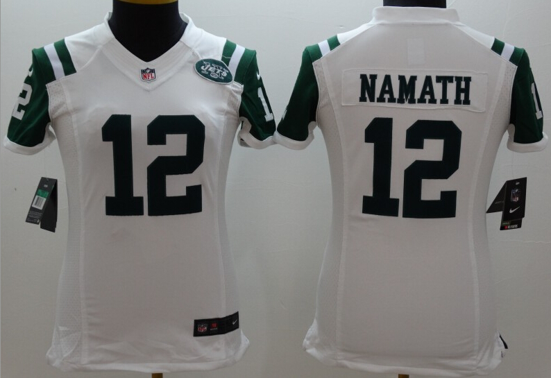 Women's New York Jets #12 Joe Namath White Nik Limited Jersey