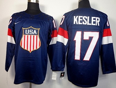 Men's USA #17 Ryan Kesler Navy Blue 2014 Olympics Hockey Jersey