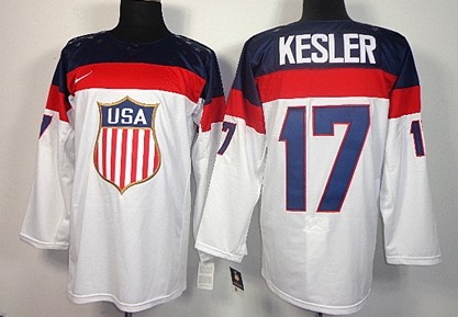Men's USA #17 Ryan Kesler White 2014 Olympics Hockey Jersey