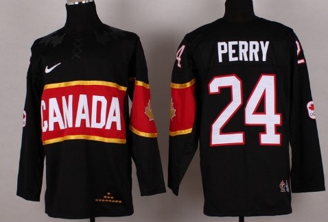 Men's Canada 2014 Olympics Hockey Jersey #24 Corey Perry Black