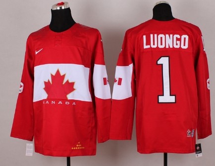 Men's Canada 2014 Olympics Hockey Jersey #1 Roberto Luongo Red
