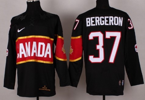 Men's Canada 2014 Olympics Hockey Jersey  #37 Patrice Bergeron Black