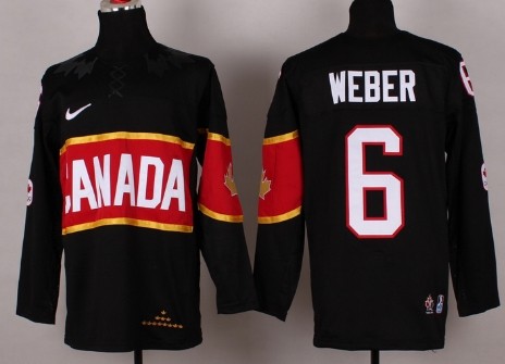 Men's Canada 2014 Olympics Hockey Jersey #6 Shea Weber Black