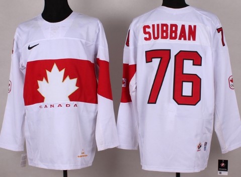 Men's Canada 2014 Olympics Hockey Jersey #76 P.K. Subban White