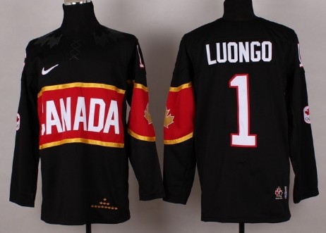 Men's Canada 2014 Olympics Hockey Jersey  #1 Roberto Luongo Black