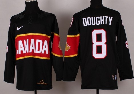 Men's Canada 2014 Olympics Hockey Jersey #8 Drew Doughty Black