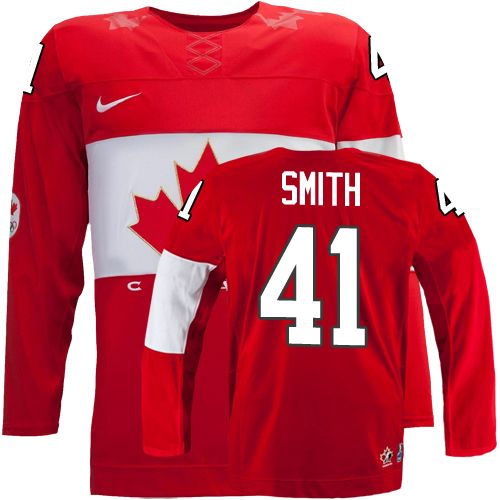 Men's Canada 2014 Olympics Hockey Jersey #41 Mike Smith Red