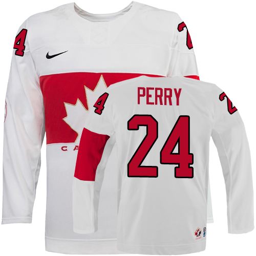 Men's Canada 2014 Olympics Hockey Jersey #24 Corey Perry White