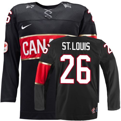 Men's Canada 2014 Olympics Hockey Jersey #26 Martin St.Louis Black