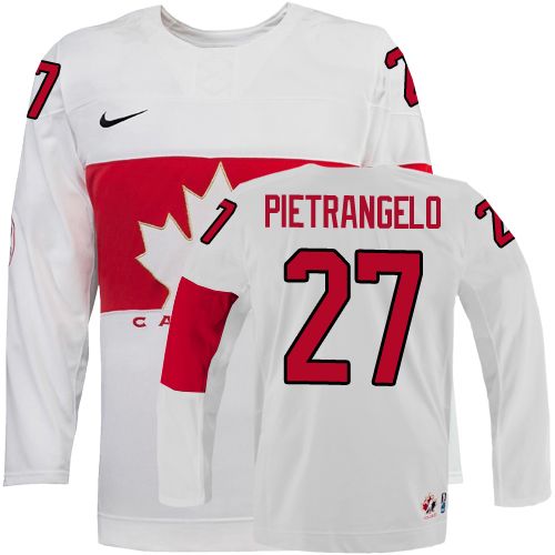 Men's Canada 2014 Olympics Hockey Jersey #27 Alex Pietrangelo White
