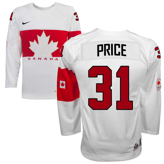 Men's Canada Team Jersey #31 Carey Price White with Black Name