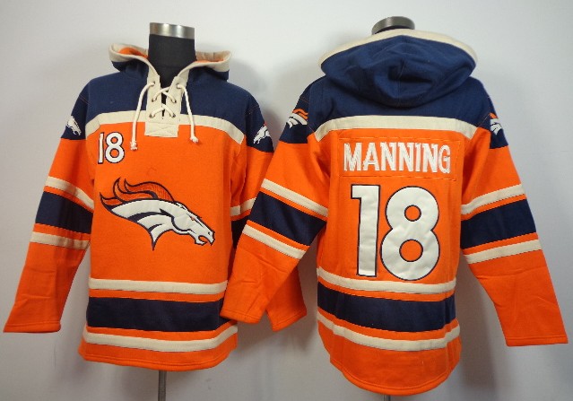 NFLPLAYERS Denver Broncos #18 Peyton Manning Orange Hoody