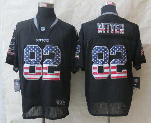 Men's Dallas Cowboys #82 Jason Witten 2014 USA Flag Nik Fashion Black Elite Jersey