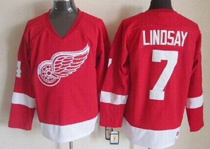 Men's Detroit Red Wings #7 Ted Lindsay Red Throwback CCM Jersey