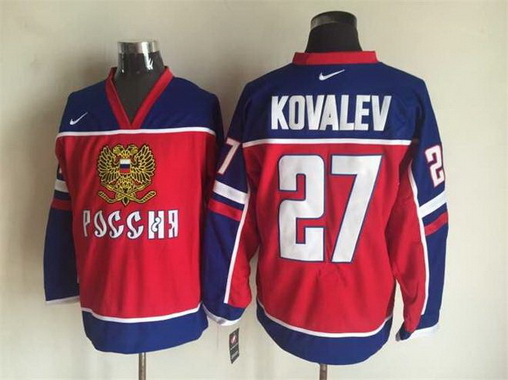 Men's 2002 Team Russia #27 Alexei Kovalev Red Nike Olympic Throwback Hockey Jersey