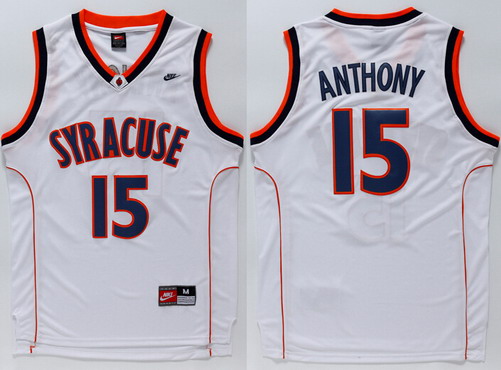 Men's Syracuse Orange #15 Camerlo Anthony White College Basketball Nike Jersey