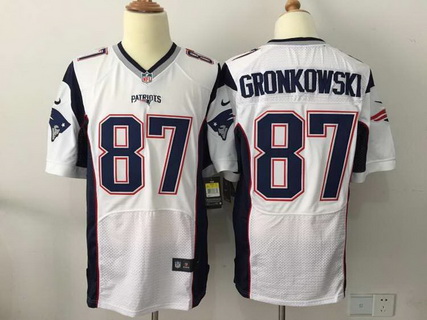 Men's New England Patriots #87 Rob Gronkowski White Road 2015 NFL Nike Elite Jersey