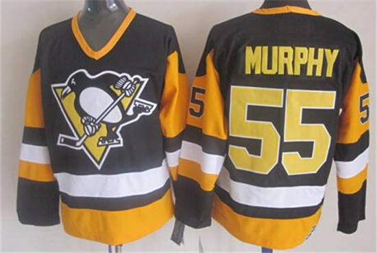 Men's Pittsburgh Penguins #55 Larry Murphy Black Throwback 1980 
