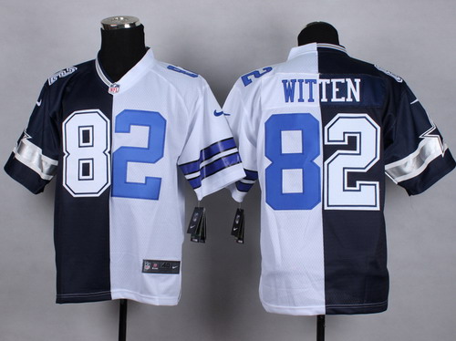 Men's Dallas Cowboys #82 Jason Witten Blue White Nik Split Elite Jersey