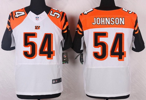 Men's Cincinnati Bengals Retired Player #54 Bob Johnson White Nike Elite Jersey