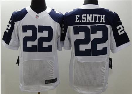 Men's Dallas Cowboys #22 Emmitt Smith White Thanksgiving Nike Elite Jersey