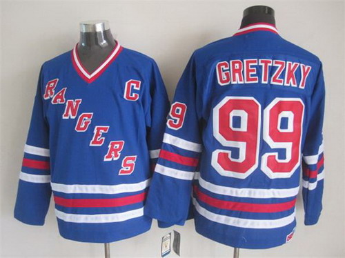 Mens New York Rangers #99 Wayne Gretzky 1997 Light Blue Throwback CCM Jersey