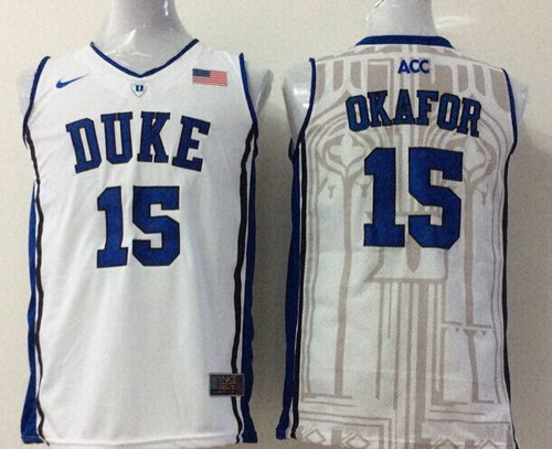 Men's Duke Blue Devils #15 Jahlil Okafor College Basketball Jerseys - White
