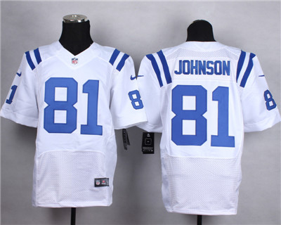 Men's Indianapolis Colts #81 Andre Johnson Road White Nike Elite Jersey