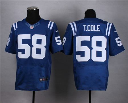 Men's Indianapolis Colts #58 Trent Cole Home Blue Nike Elite Jersey