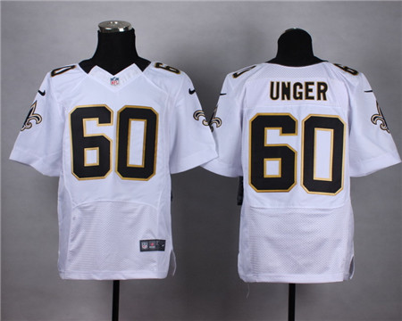 Men's Orleans Saints #60 Max Unger Nike Elite Road White Jersey