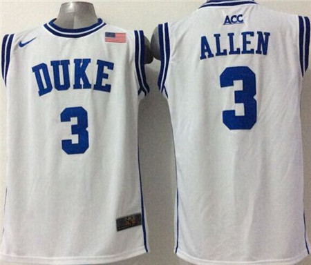 Men's Duke Blue Devils #3 Grayson Allen College Basketball Jerseys - 2015 White