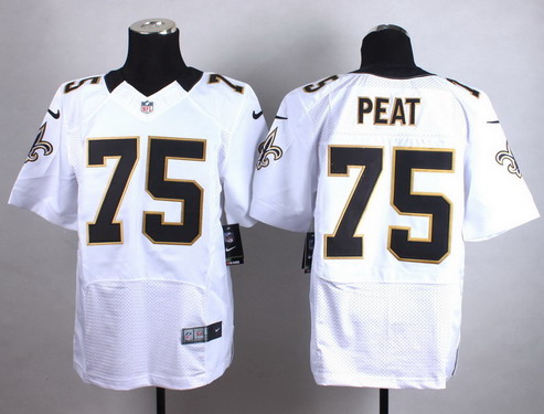 Men's New Orleans Saints #75 Andrus Peat Nike White Elite Jersey