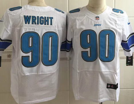 Men's Detroit Lions #90 Gabe Wright Nike White Elite Jersey