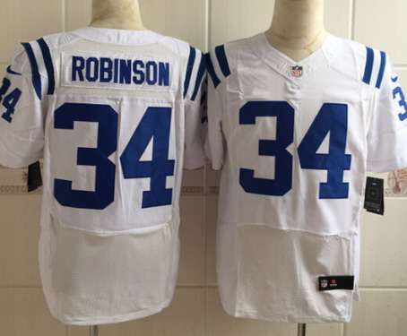 Men's Indianapolis Colts #34 Josh Robinson Nike White Elite Jersey